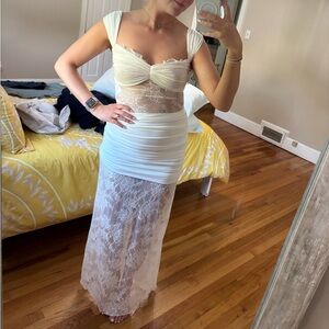 Meshki two piece white lace set